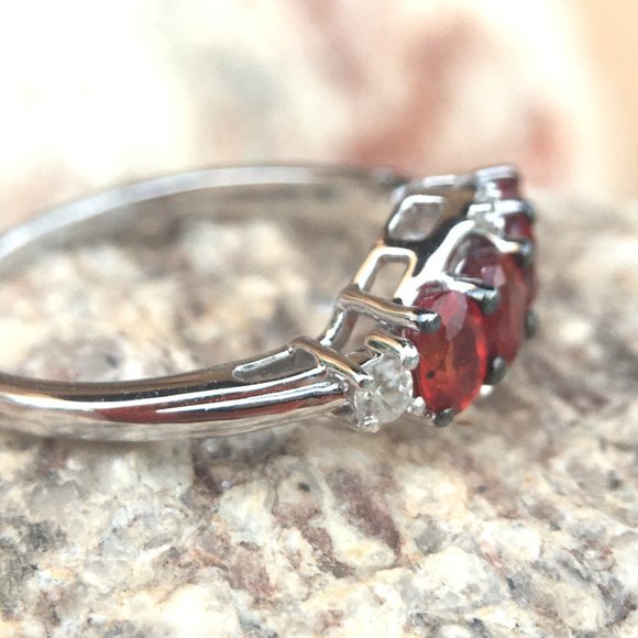 Genuine Ruby Ring 9K White Gold Size 6 Natural Gemstones - Only 1 Available! - Picture 3 of 16